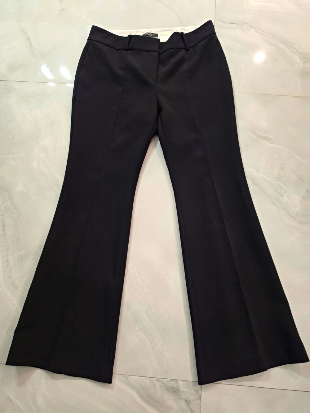 Ann Taylor Women's Petite Black Crepe Bootcut Dress Pants Flat Front Pockets 10P